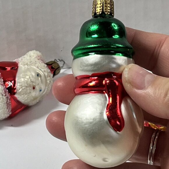 Lot Of 4 Old World Hand Blown Christmas Santa Snowman Soldier Ornaments … - Picture 8 of 13